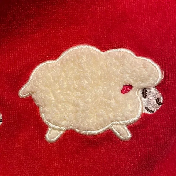 Red Hooded Poncho with Sheep Appliqué - Picture 12 of 13